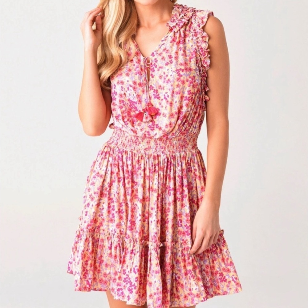 Poupette St Barth Trinity Pink Mini Floral Dress *See Msmts